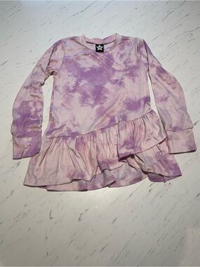 Tie-Dye Ruffle Long Sleeve Top - Lavender Pink NWOT